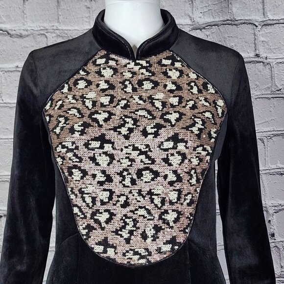 Sophie Marand Dresses & Skirts - Sophie Marand Black Maxi Dress with Leopard Sequins, Women's 34